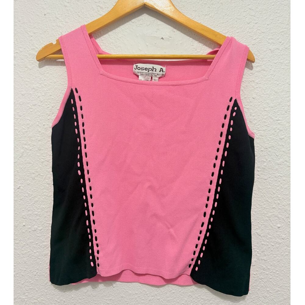 Vintage Joseph A. Pink and Black Going Out Top Euro Tank Funky Avante Garde 90s